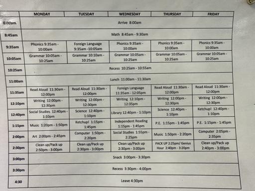 Weekly Schedule