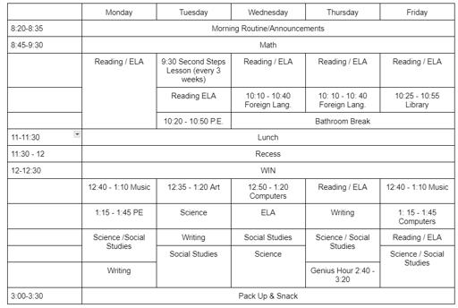 Weekly Schedule