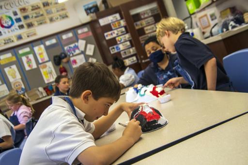 Grade 4 Students Create Masks (art)